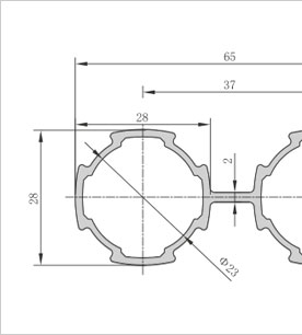 D28-C鋁合金精益管型材二維圖 D28-C鋁合金精益管型材二維圖