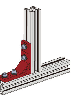 40*規格鋁型材強力角碼安裝示意圖